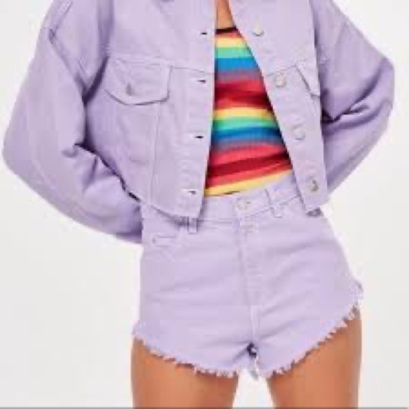 Topshop Pants - Topshop MOTO High Waist Super Short Shorts Size 2 Distressed CutOff Purple NWT